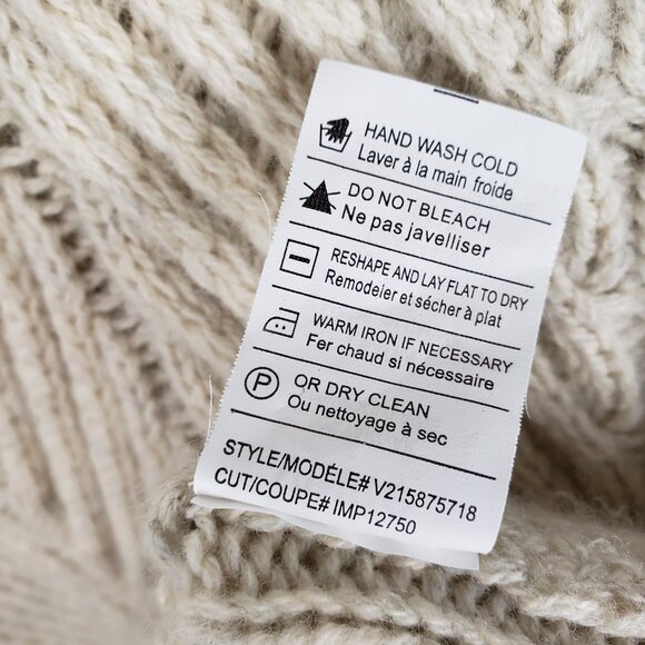 Vince Yak Wool Mock Turtleneck Sweater Oatmeal Chevron Fisherman Womens Size M - Picture 6 of 7